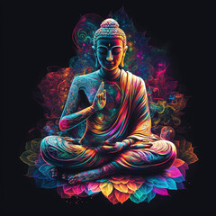 buddha statue on a blue background