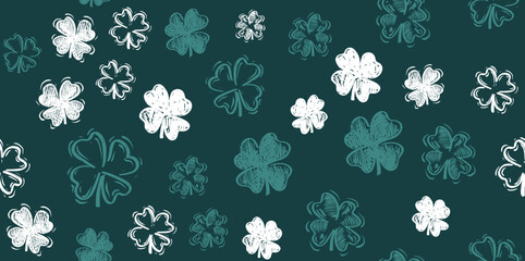 Saint Patricks Day, festive background with flying clover.	
