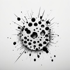 Holes and black dots on white background. Generative AI.