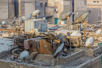 View of dirty roofs in Cairo, Egypt