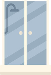 Shower cabin door icon flat vector. Stall glass. Water bath isolated