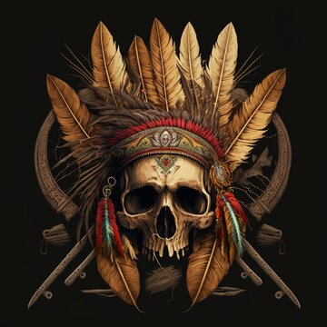 skull indian with a skull and crossbones