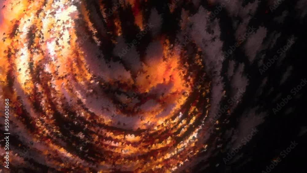 Poster colorful fog vortex with shiny particles. motion. cosmic swirling vortex of shimmering particles. fo