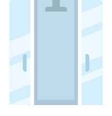 Cubicle cabin icon flat vector. Home interior. Bathroom door isolated