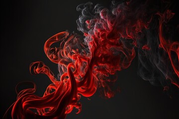 Red smoke on black background. Generative AI.