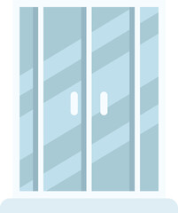 Washroom cabin icon flat vector. Shower stall. Glass door isolated