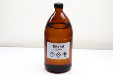 ethanol in bottle , chemical in the laboratory and industry