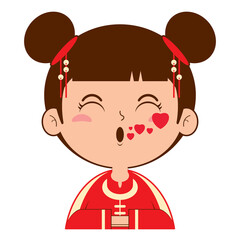 Obraz premium chinese girl in love face cartoon cute
