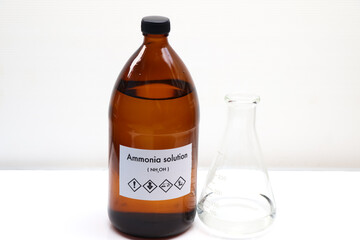 Ammonia Solution in bottle , chemical in the laboratory and industry