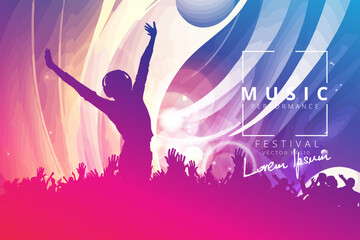 Music event concept for internet banners, social media banners, headers of websites, vector illustratio