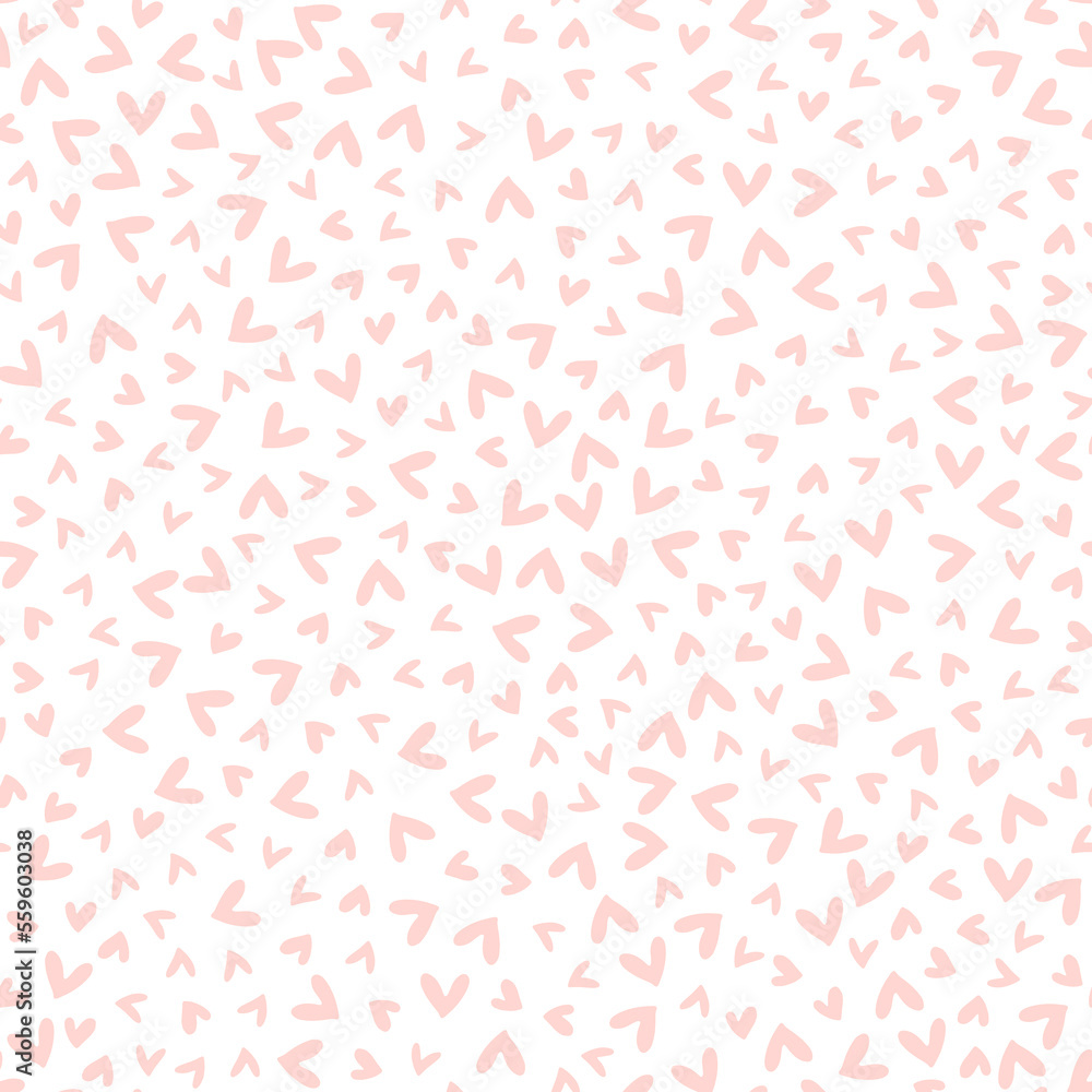 Poster seamless vector pattern with small hearts. vector repeating texture with pink heart on white backgro