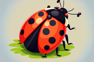 Ladybird bug drawing in form. Cartoon flat design of a ladybug. Generative AI