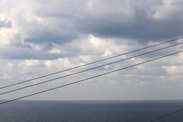 Rain clouds in the sky over the Mediterranean Sea in northern Israel.