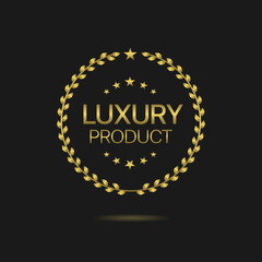 Luxury product golden laurel wreath vector label