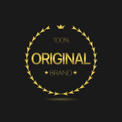 Original brand vector laurel wreath golden label