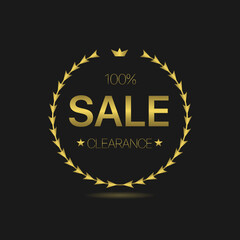 Sale clearance Golden laurel wreath vector label