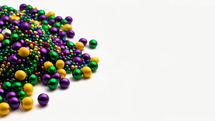 Mardi Gras Beads in Purple, Gold, and Green. (Generative  AI)