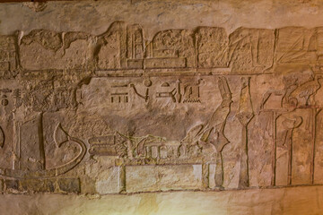 Fototapeta na wymiar Wall of the temple of Ain El Muftella in Bahariya oasis, Egypt