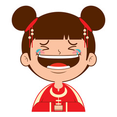 chinese girl laughing face cartoon cute