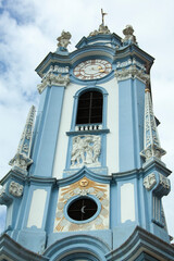 Durnstein Abbey Church Spire With A Clock
