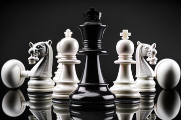 White and black chess pieces. Generative AI