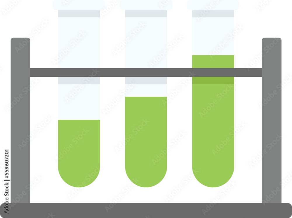 Sticker Test tube stand icon flat vector. Gmo food. Gene biology isolated