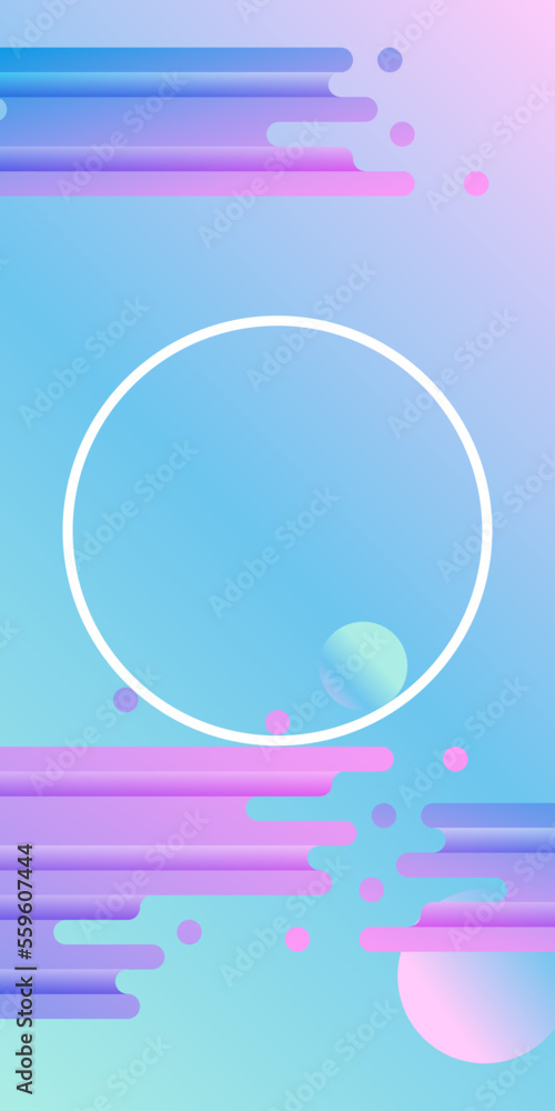 Poster abstract vertical background with circular frame and horizontal graphic elements. vector image for m