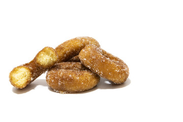 Lots of rosquillas, typical Spanish donuts. Isolated on white background. Spanish food concept.