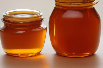 Honey in jar with honey dipper. IA Tehnology