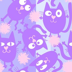 Halloween animals seamless black toys cats pattern for wrapping paper and kids clothes print and fabrics