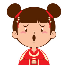 Obraz premium chinese girl surprised face cartoon cute
