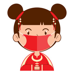 chinese girl wear mask cartoon cute