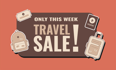 Travel Sale Label Collection Template for Social Media or Print Media. Suitable to use on any event.