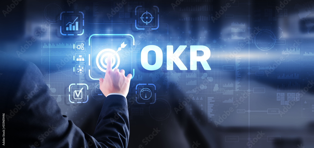 Poster objectives and key results okr. methods for project management