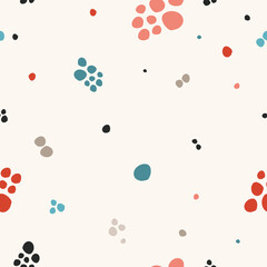Seamless vector pattern with splashes of bright colors. For wallpaper, wrapping paper, textile, digital design. Cartoon design.