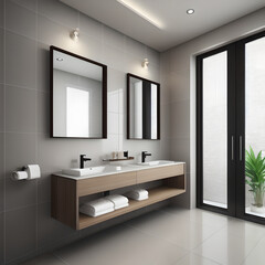 Modern and Contemporary Bathroom Interior Design. Generative AI