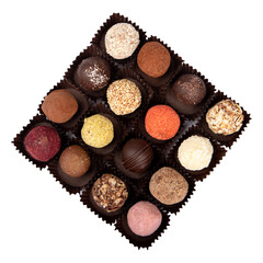 chocolate candies isolated on white background