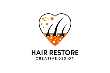 Hair growth logo design with creative love concept