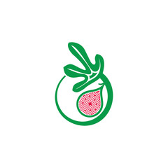 colorful fig fruit  leaf circle logo vector