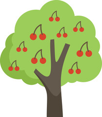 Cherry tree icon flat vector. Garden fruit. Farm harvest isolated