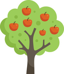 Apple tree icon flat vector. Plant bush. Different harvest isolated