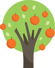 Orange tree icon flat vector. Garden plant. Different bloom isolated