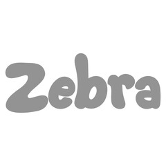 Zebra Animal Name Lettering Concept on Transparent Background