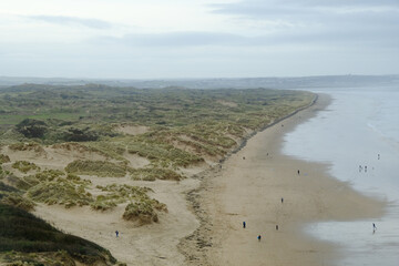 21 March 2019 - Saunton, Devon, UK. View of Saunton beach and the Braunton Burrows