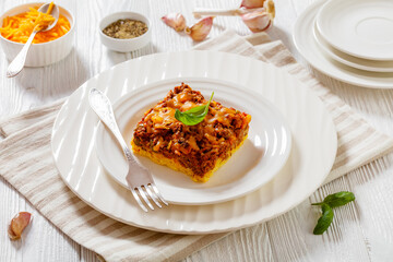 portion of tasty Cajun Beef Cornbread Casserole