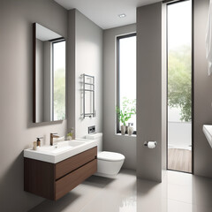 Contemporary Bathroom Space. Generative AI