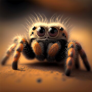 closeup of a cartoon spider, generated image 