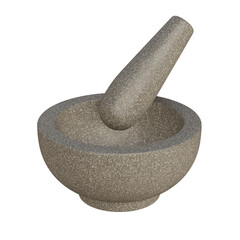 mortar and pestle isolated ON WHITE, 3D RENDERING OF MORTAR AND PESTLE PNG TRANSPARENT - obrazy, fototapety, plakaty