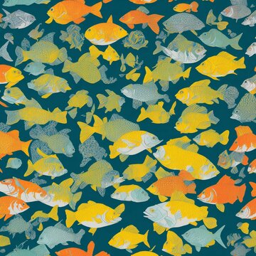 seamless pattern with fishes, ai