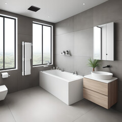 Fototapeta na wymiar Designer Bathroom Concept. Generative AI